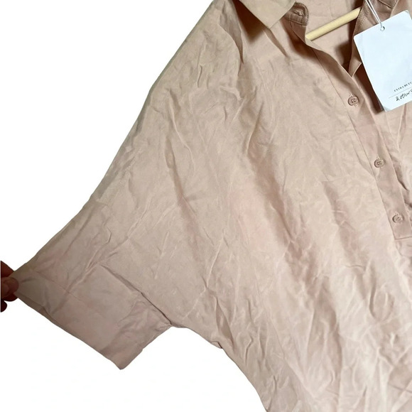 & Other Stories • Tan Cupro Henley Shirtdress - Picture 4 of 12